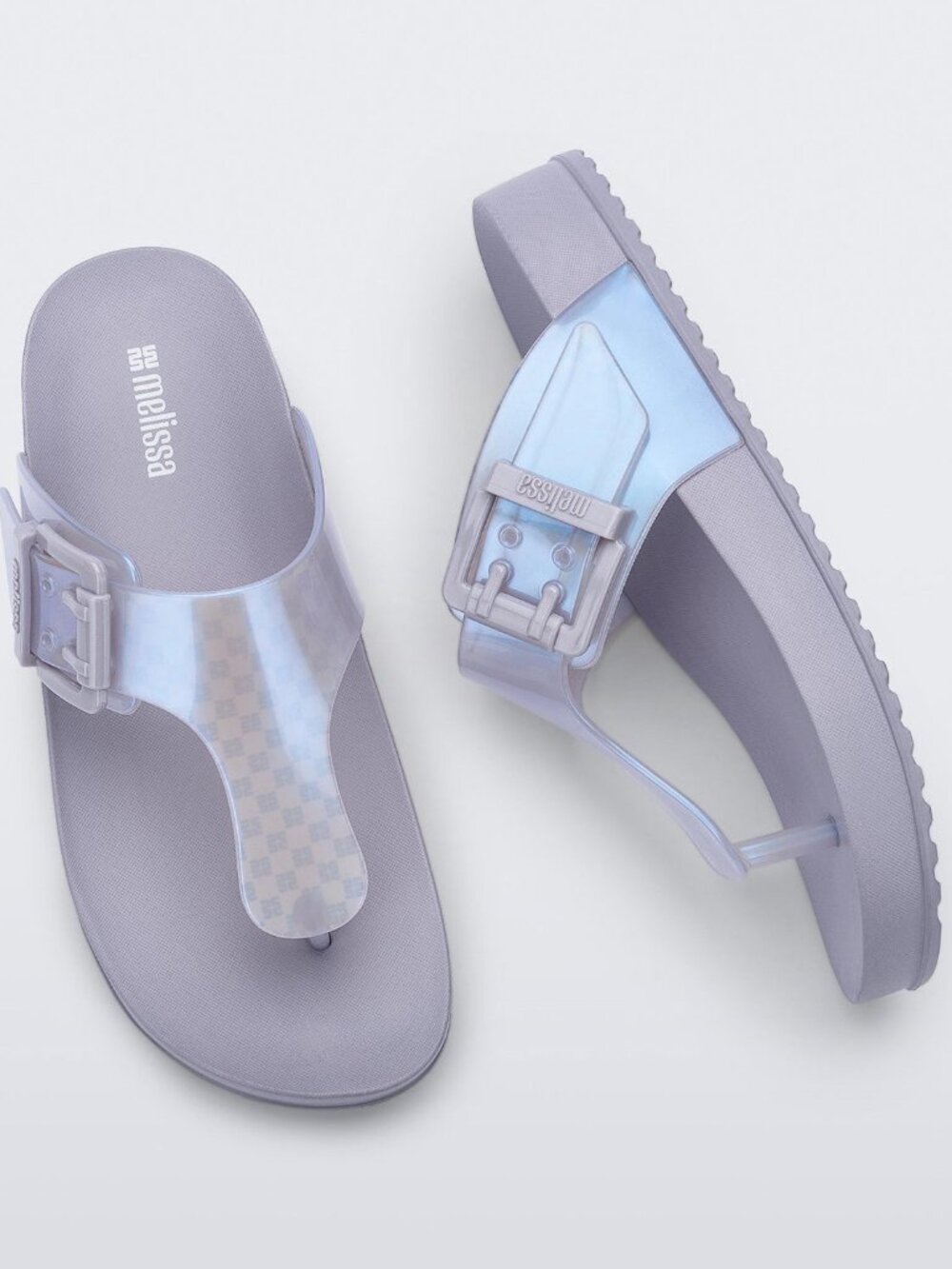 Melissa Cozy Thong Iridescent Jelly Sandals Gray Size 8